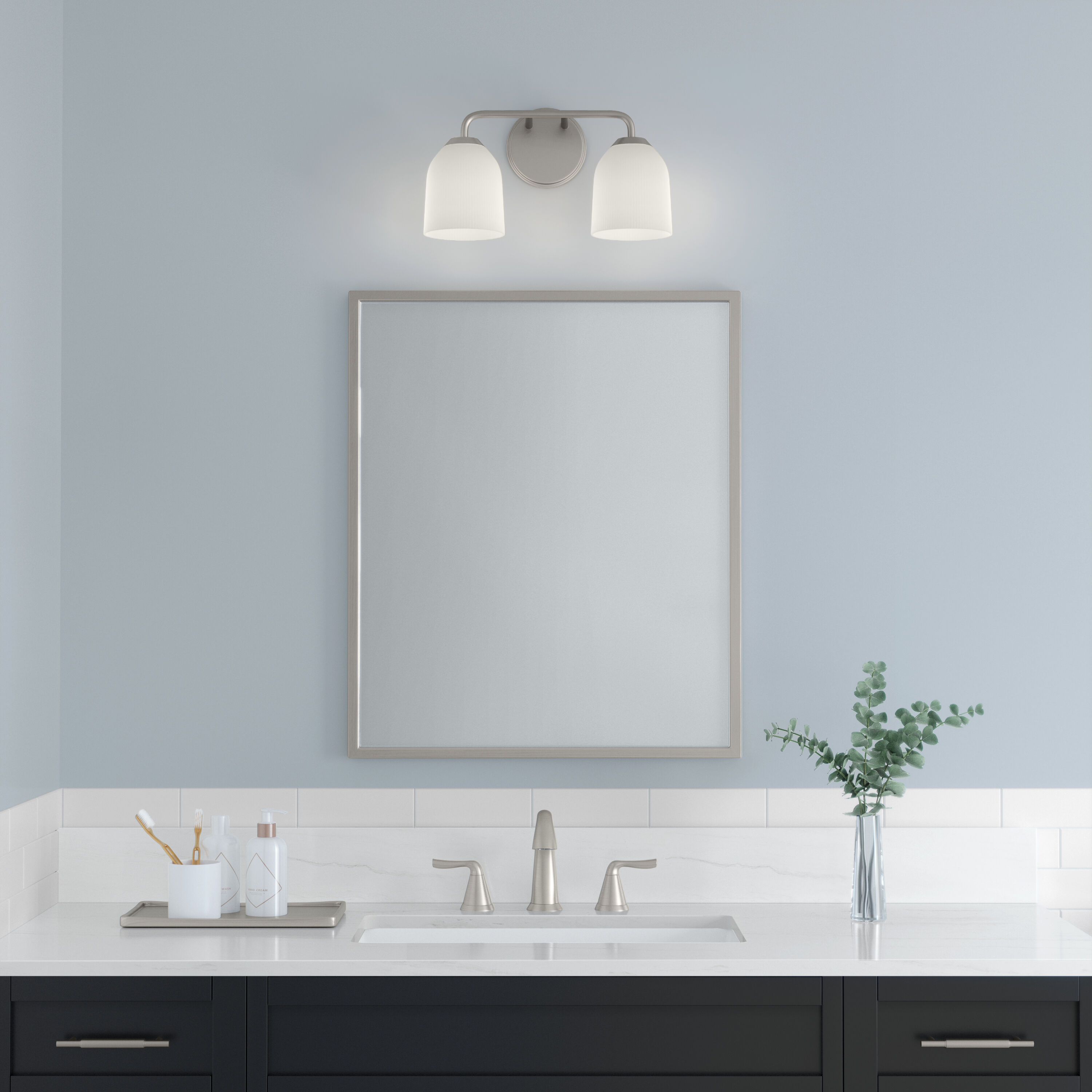 Norah 2 Light 15 inch Brushed Nickel Bathroom Vanity Light Wall Light